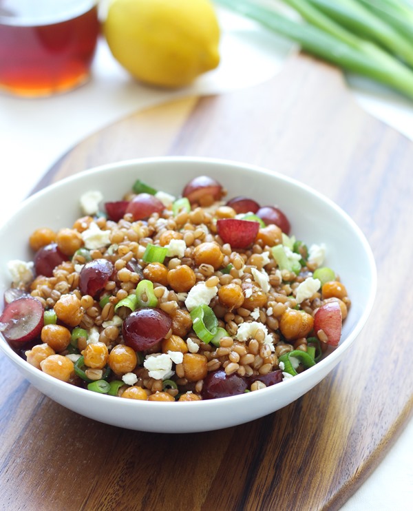 Roasted Chickpea Salad with Grapes & Feta 