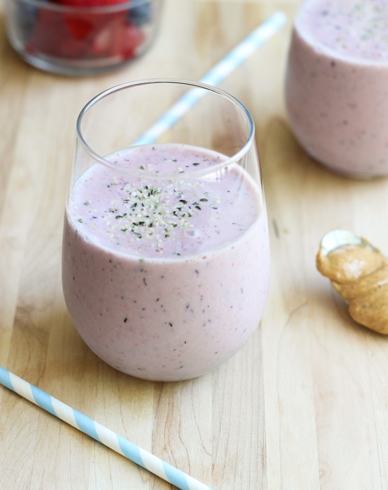 Peanut Butter and Jelly Hemp Seed Smoothie | Making Thyme for Health