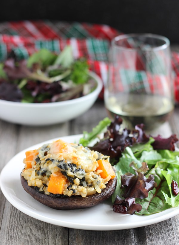 Butternut Squash Risotto Stuffed Mushrooms | the perfect gluten-free vegetarian meal for any special occasion! 