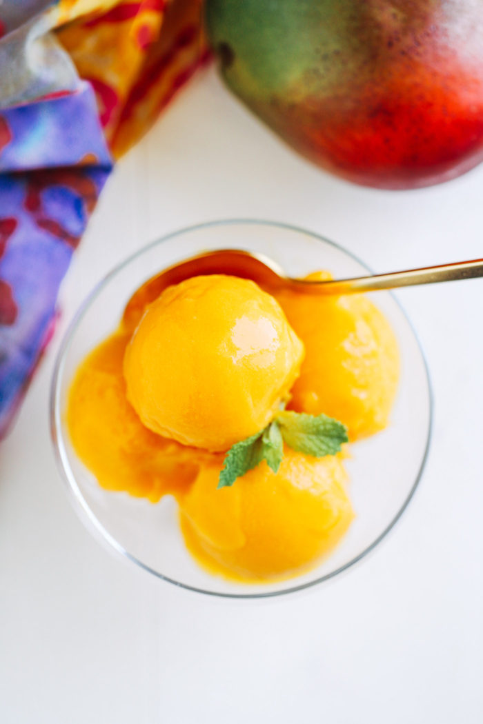 Mango Turmeric Sorbet- just 3 simple ingredients for this healthy and refreshing treat! | Making Thyme for Health