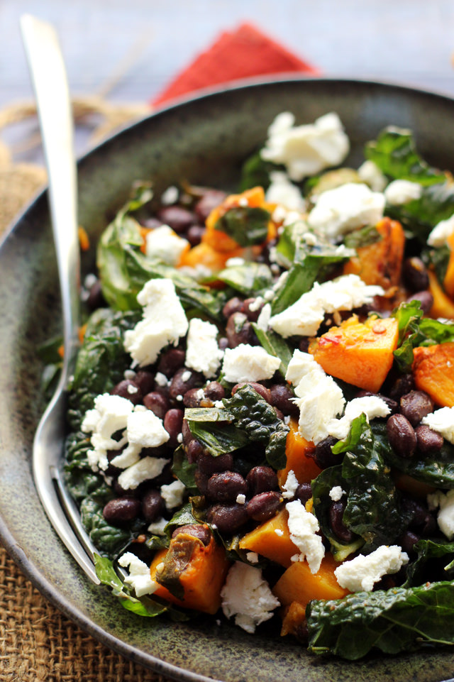 Butternut Squash and Smoky Black Bean Kale Salad from Eats Well With Others