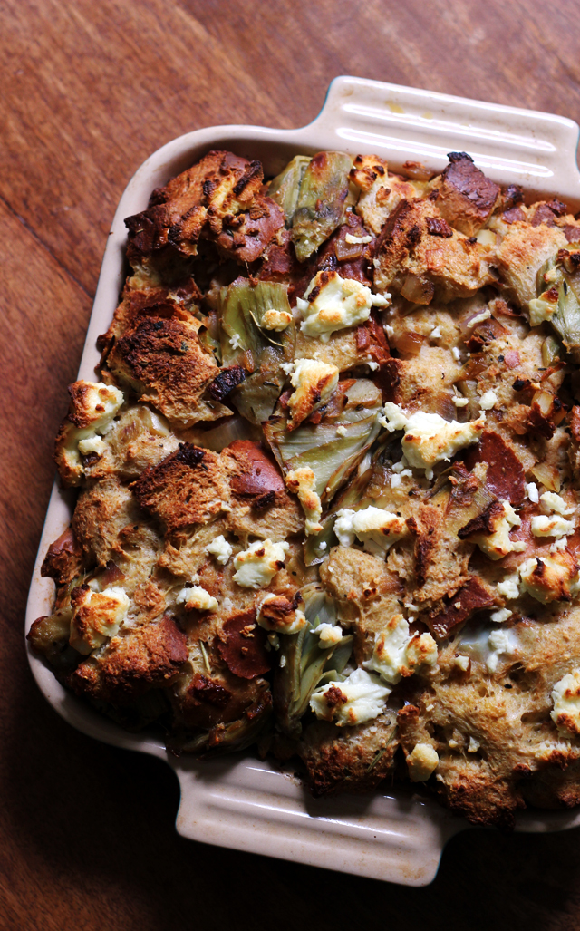 Artichoke and Goat Cheese Strata from Eats Well With Others