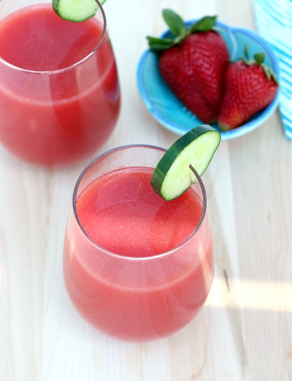 'Glow From Within' Watermelon Juice- made with juicy watermelon, cucumber, strawberries and apple, this juice is packed full of skin glowing antioxidants!
