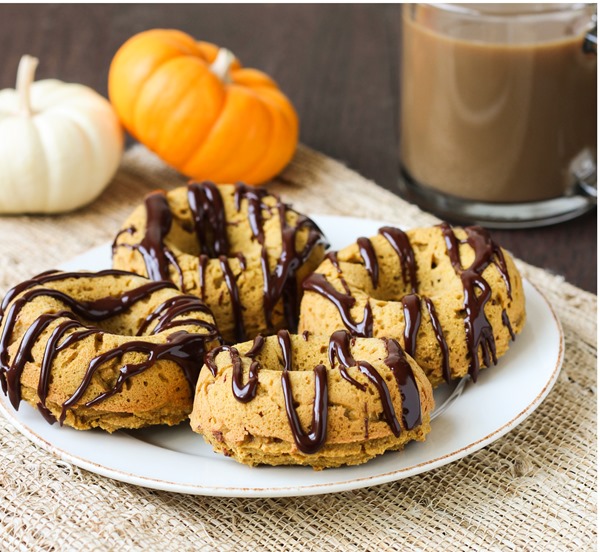 Baked Pumpkin Donuts with Chocolate Icing {gluten-free} 