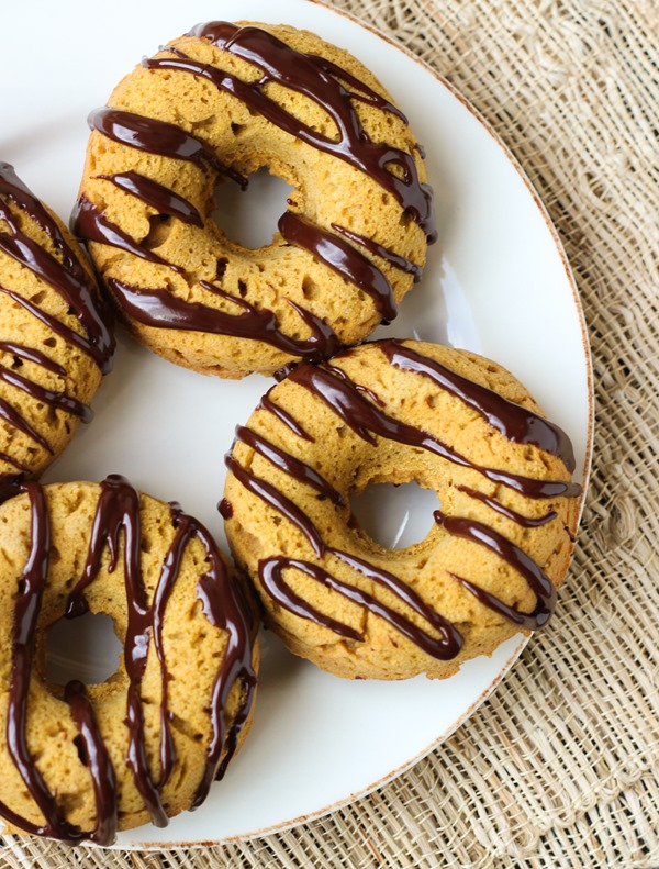 Baked Pumpkin Donuts with Chocolate Icing {gluten-free}