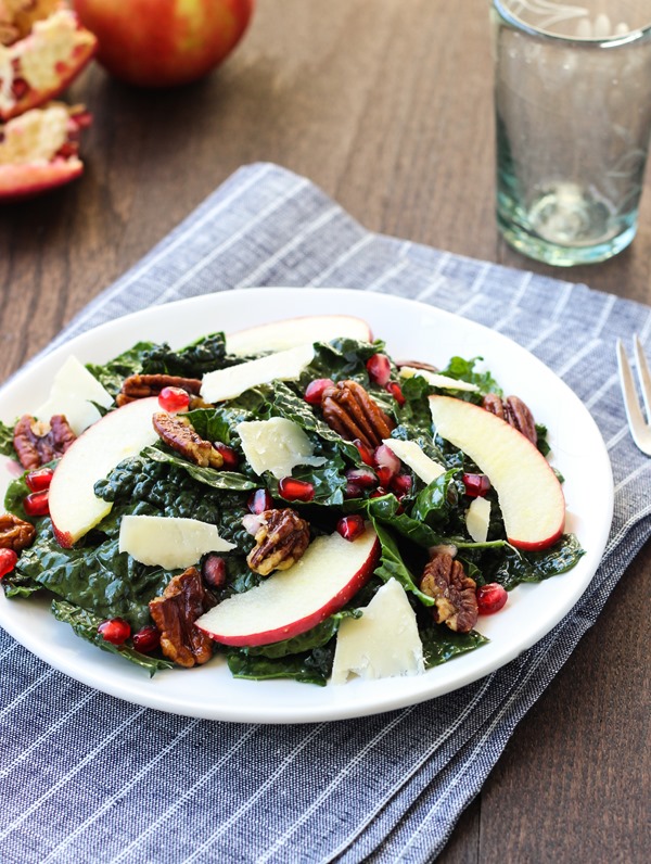 Pomegranate Kale Salad with Maple Glazed Pecans