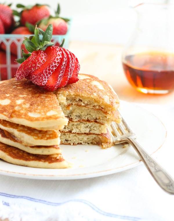 Quinoa Greek Yogurt Pancakes- so light and fluffy you'd never guess these are gluten-free.
