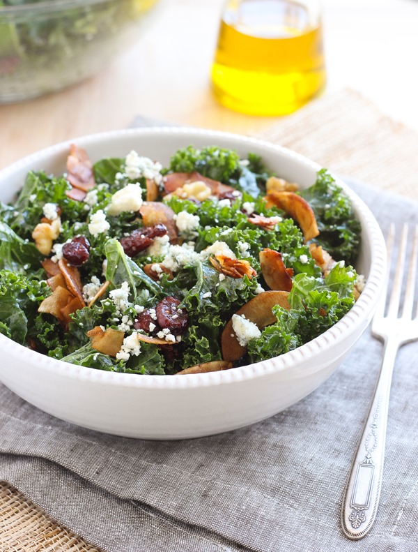 Kale Salad with Vegan Coconut Bacon 