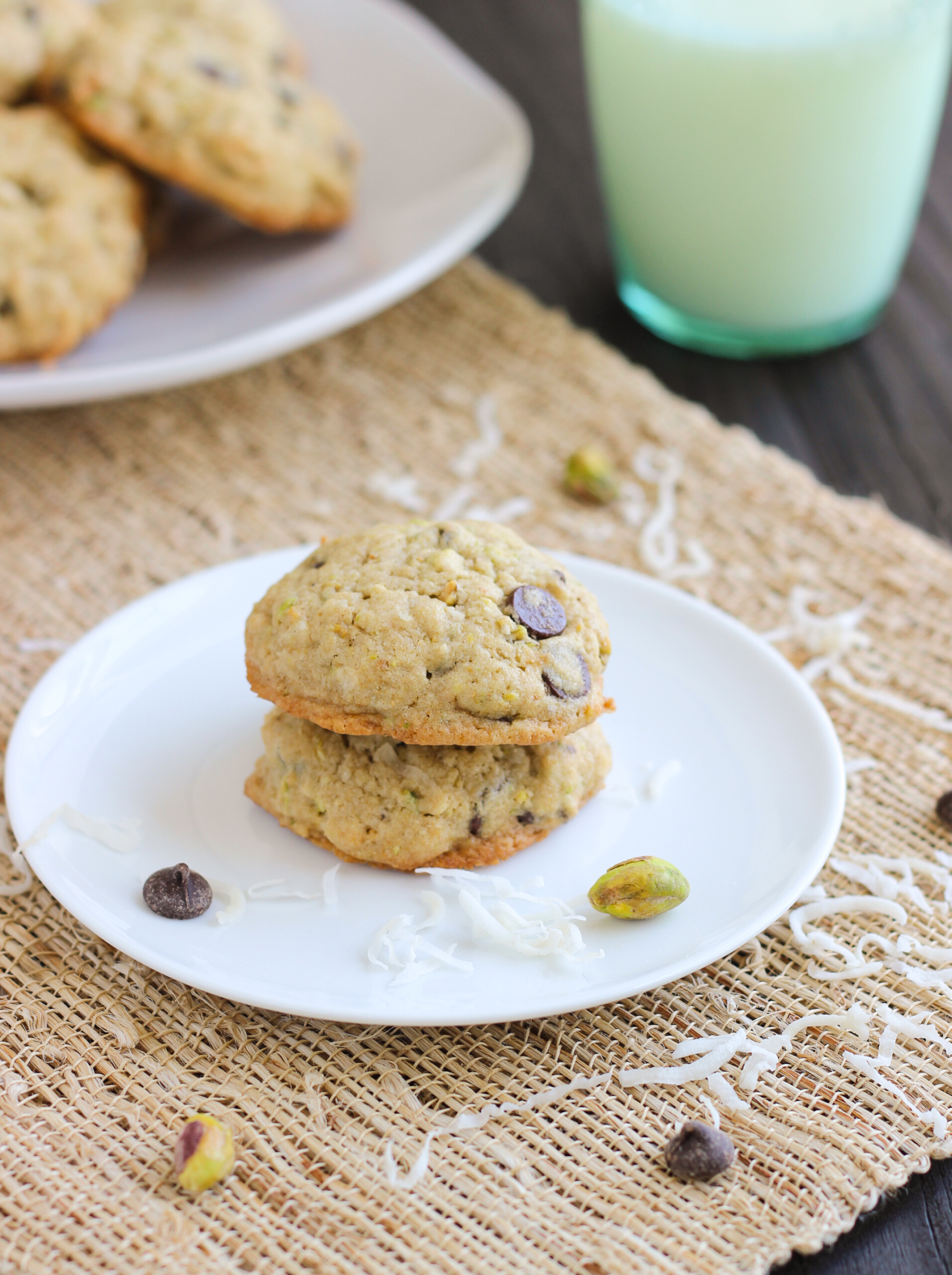 Chocolate Chip Coconut Pistachio Cookies
