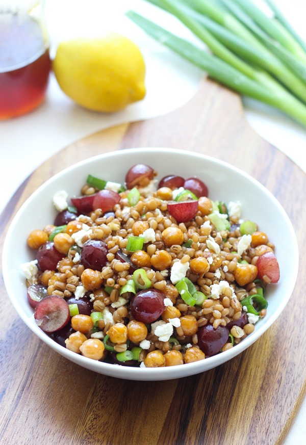 Roasted Chickpea Salad with Grapes & Feta   