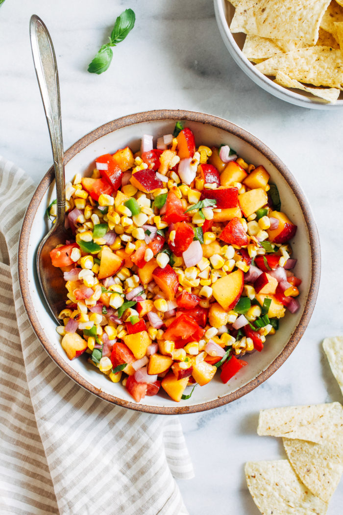 Honey-Lime Peach Salsa- Simple to make and bursting with summer flavor, this fruit salsa is the perfect side to serve at BBQ's and picnics!