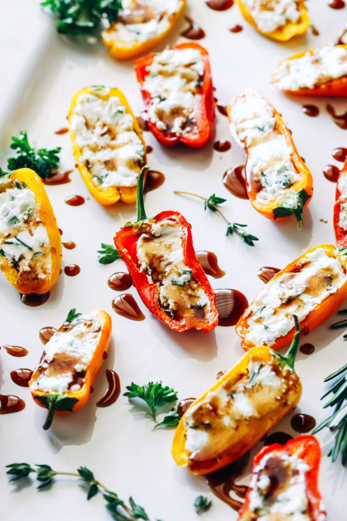 Herbed Cheese Stuffed Mini Sweet Peppers- just 3 ingredients and 15 minutes for a flavorful appetizer that everyone will love! 
