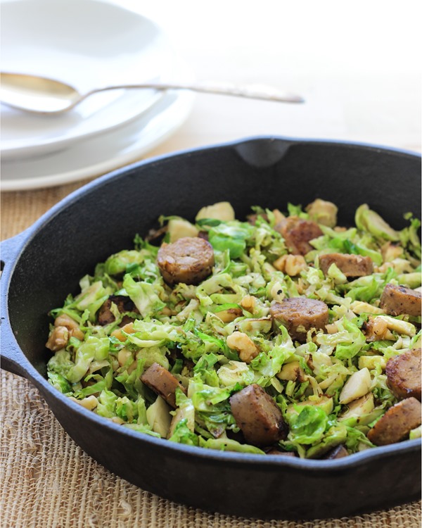 One Pan Brussel Sprout and Sausage Skillet | less than 30 minutes for a healthy and satisfying meal! #easy #dinner