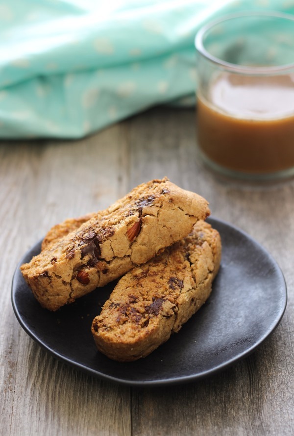 Aunt Mary's Almond Biscotti | A classic Italian recipe for biscotti with bits of toasted almond and dark chocolate! #cookies #wholegrain   www.makingthymeforhealth.com