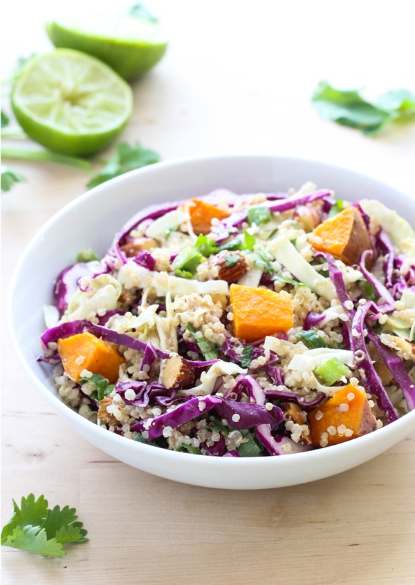 Crunchy Quinoa Power Bowl with Almond Ginger Dressing #cleaneating #detox #glutenfree