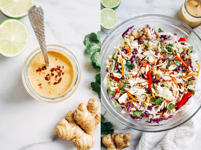 Crunchy Quinoa Power Bowls with Almond Ginger Dressing