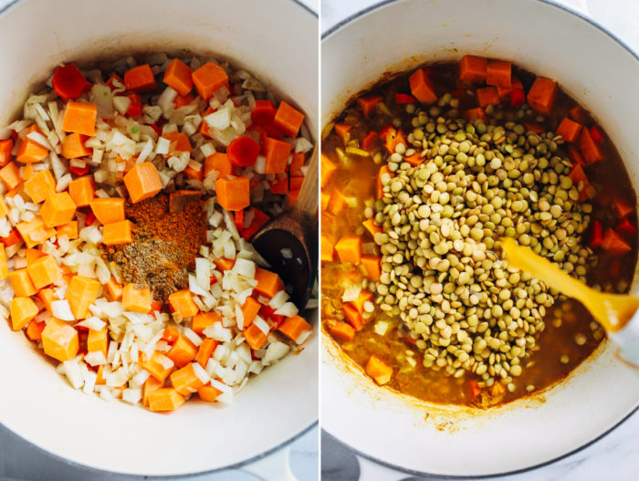 Healing Moroccan Lentil Soup- made with a blend of Moroccan-inspired spices, this lentil soup is packed full of flavor and nutrition. (vegan + gluten-free)