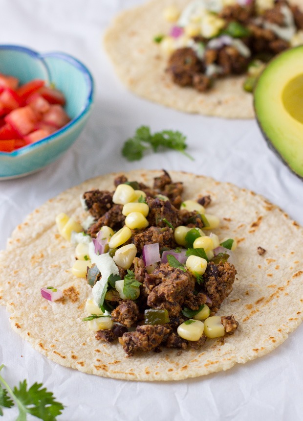 Black Bean Pecan Tacos with Lime Pepita Cream- a healthy option for taco night that will knock your socks off! #vegan