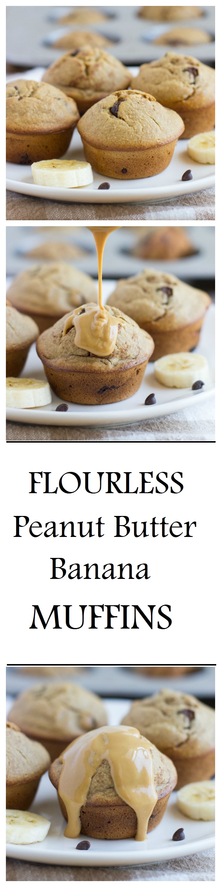 Flourless Peanut Butter Banana Muffins- made without dairy, gluten, oil OR refined sugar. One muffin has as much protein as an egg! They're so moist and delicious, you would never guess that they’re healthy!