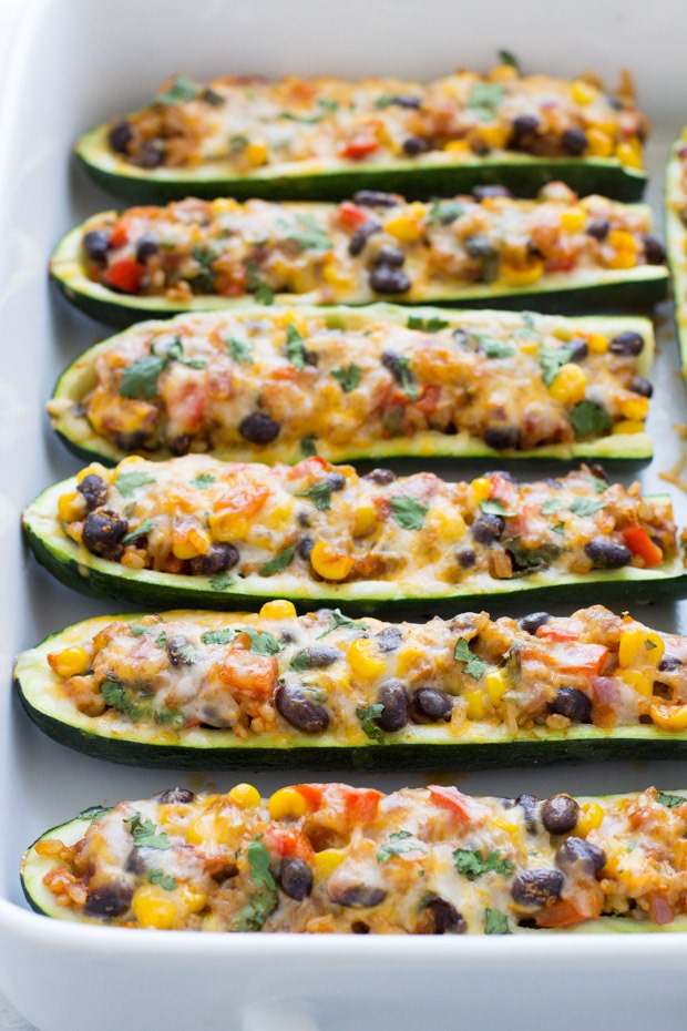Mexican Zucchini Burrito Boats- a simple meatless meal packed with Mexican flavor! #vegetarian #glutenfree