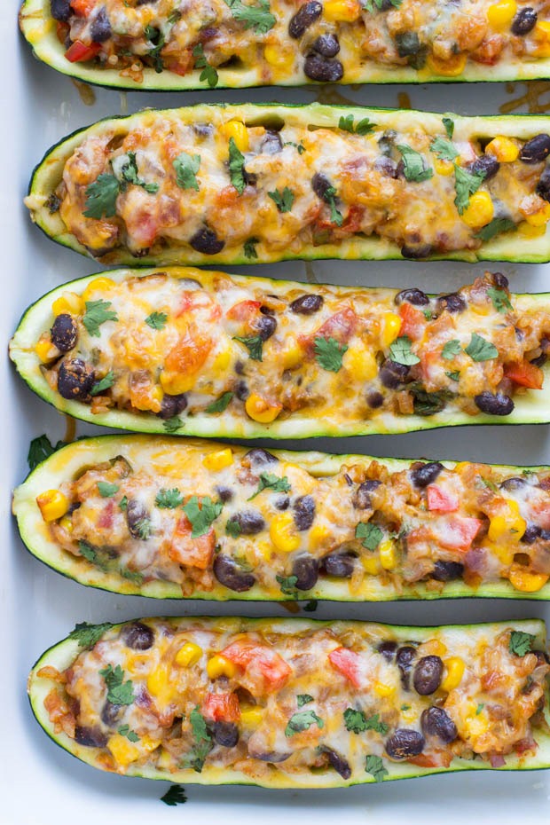 Mexican Zucchini Burrito Boats- a simple meatless meal packed with flavor! #vegetarian #glutenfree