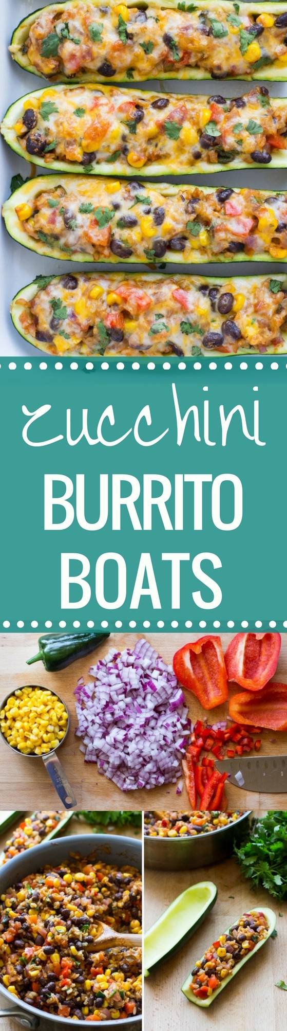 Mexican Zucchini Burrito Boats- a simple meatless meal packed with Mexican flavor! (vegetarian + gluten-free)