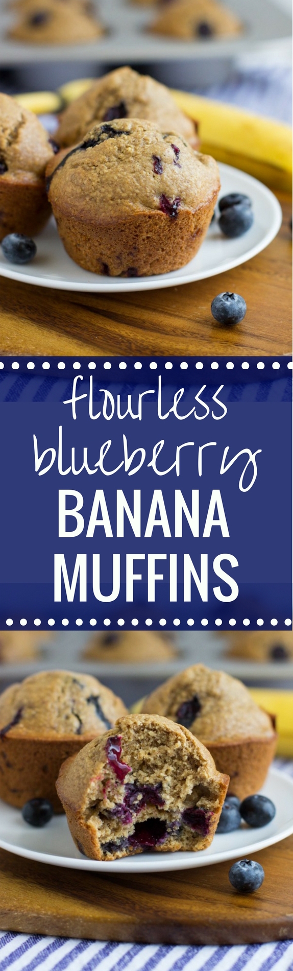 Flourless Blueberry Banana Muffins are a wholesome treat to enjoy for breakfast or a snack. They’re made easy in a blender and are gluten-free, oil-free, dairy-free and refined sugar-free!