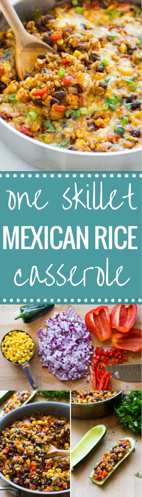 One Skillet Mexican Rice Casserole- an easy dinner recipe with almost zero clean up! (gluten free + vegetarian)