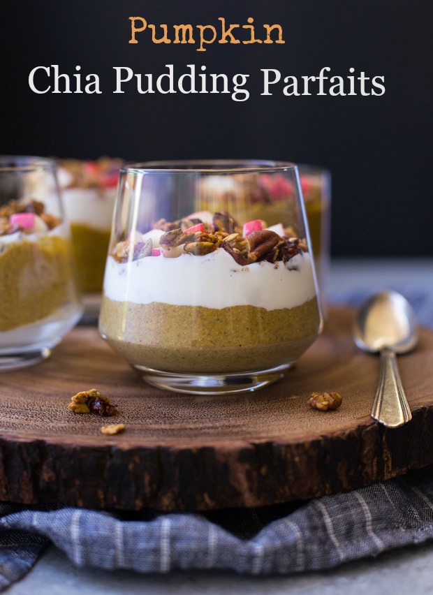 Pumpkin Chia Pudding Parfaits- healthy and super easy to make. Tastes just like pumpkin pie! #vegan #glutenfree #dairyfree