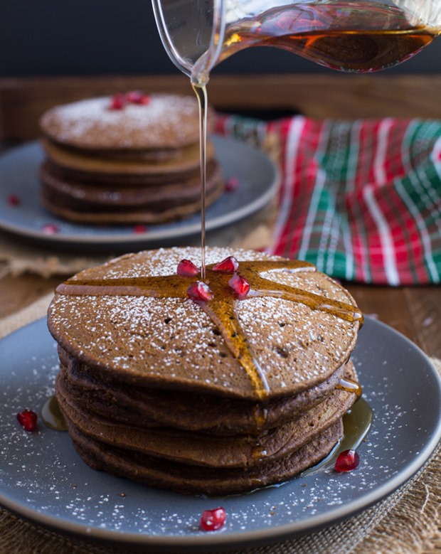 Pumpkin Gingerbread Pancakes- made with wholesome ingredients and packed with gingerbread flavor! {gluten-free, dairy-free and refined sugar-free}