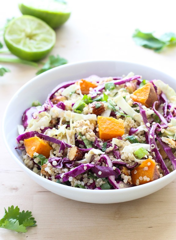 Crunchy Quinoa Power Bowl with Almond Ginger Dressing