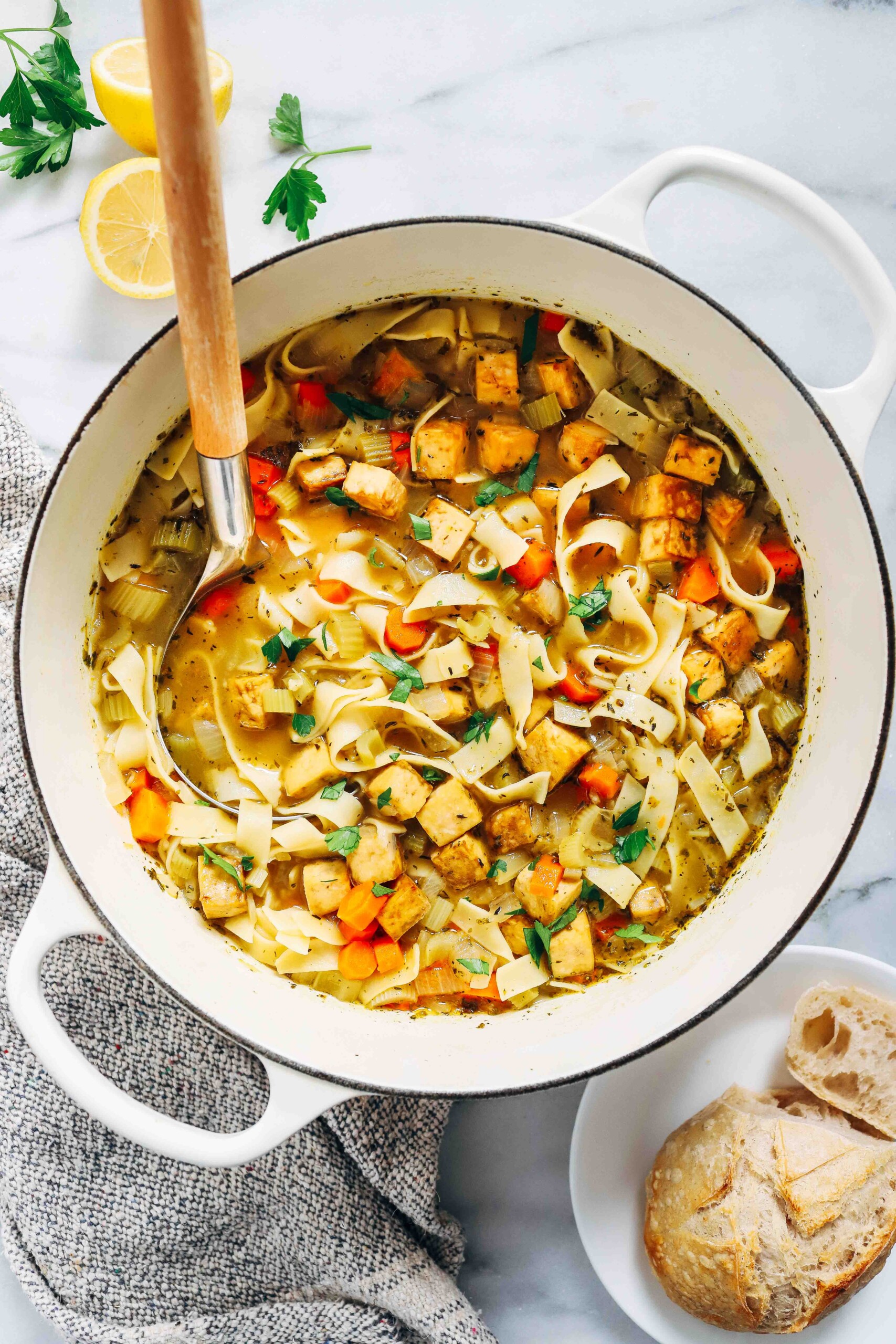 Tofu 'Chicken' Noodle Soup