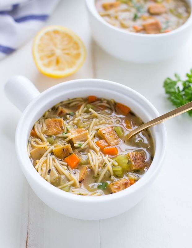 Tofu 'Chicken' Noodle Soup- a plant-based soup that's just as comforting and delicious as the classic! (vegan)