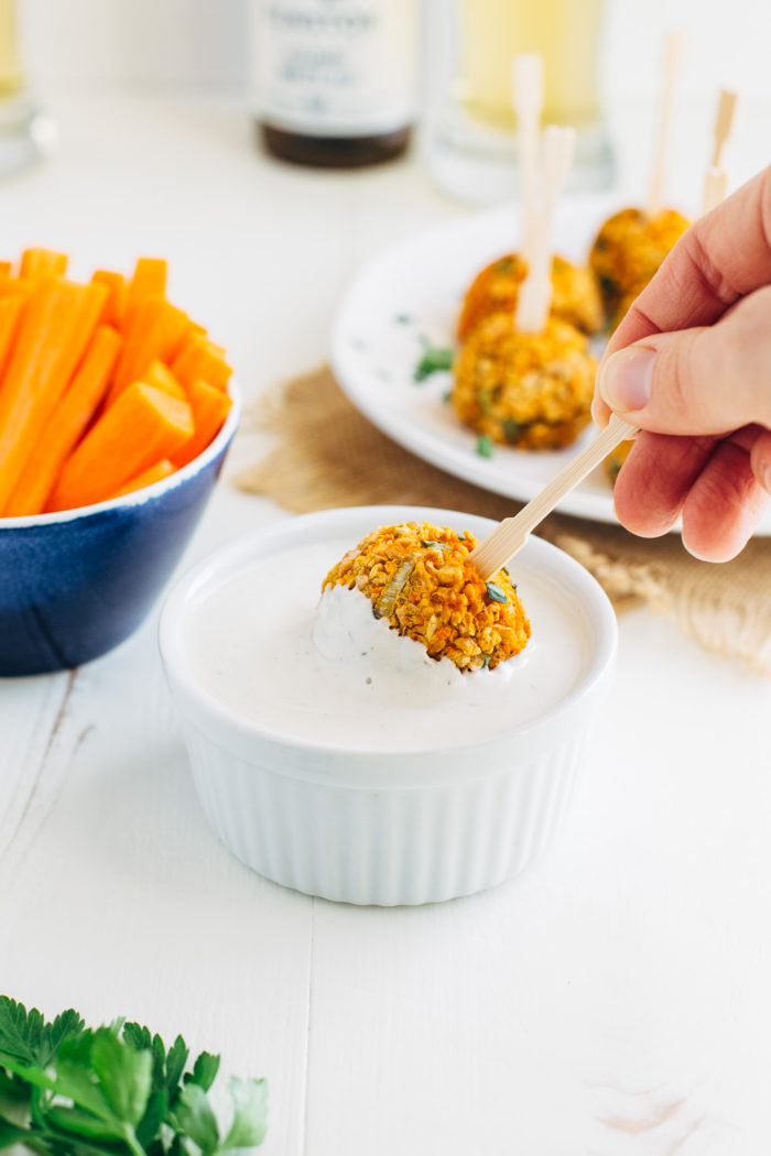 Baked Buffalo Chickpea Bites- made with just 6 simple ingredients! (vegan and gluten-free)
