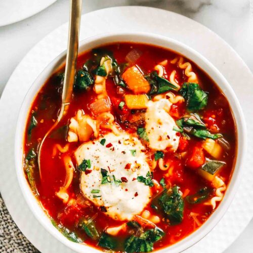 Vegetable Lasagna Soup (vegan + high-protein!)