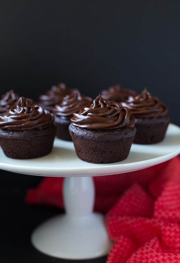 Fudgy Chocolate Beet Cupcakes topped with rich Chocolate Avocado Frosting. You would never guess that they are vegan, gluten-free and made with healthy ingredients!