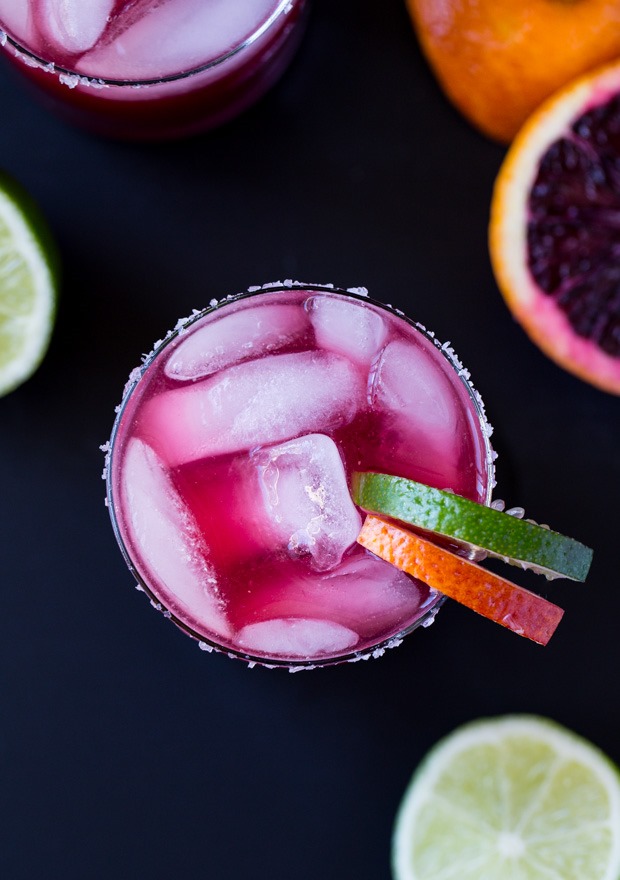 Skinny Blood Orange Margaritas- made with just 4 simple ingredients and only 77 calories each!