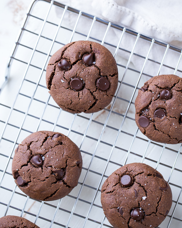 Double Chocolate Peanut Butter Cookies (whole grain, vegan, gluten-free and refined sugar-free!)