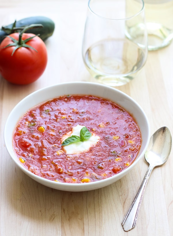 Sweet Corn Basil Gazpacho