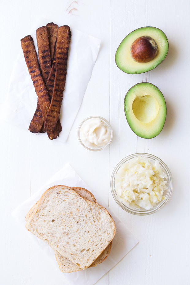 Tempeh, Avocado and Sauerkraut Sandwich (vegan)
