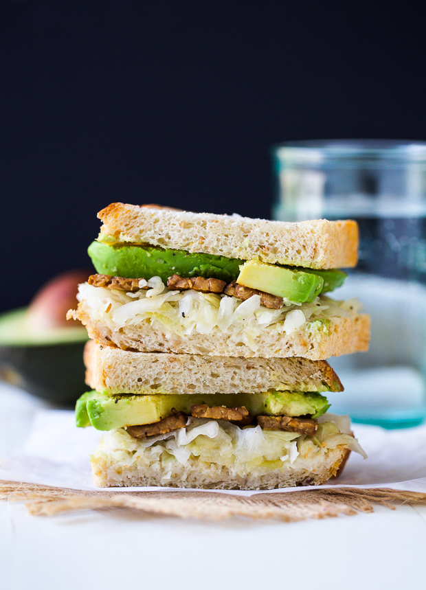 Tempeh, Avocado and Sauerkraut Sandwich (vegan)