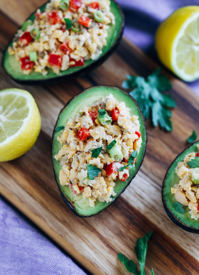 Chickpea 'Tuna' Stuffed Avocados- so delicious and packed with plant protein! (vegan, gluten-free, grain-free) | Making Thyme for Health