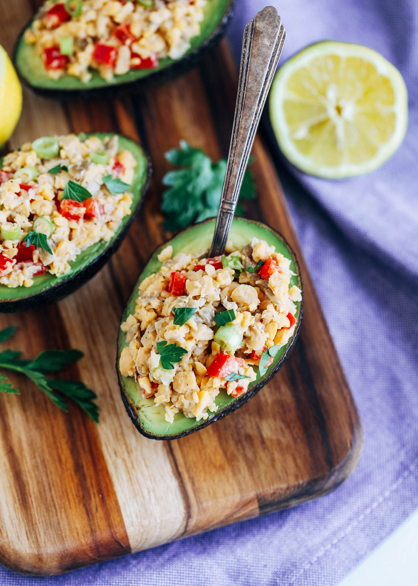 Chickpea 'Tuna' Stuffed Avocados - Making Thyme for Health