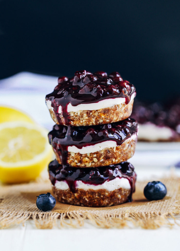 Mini Frozen Blueberry Lemon Cream Pies- less than 200 calories per pie and only 10 grams of sugar! (vegan, gluten-free and refined sugar-free)