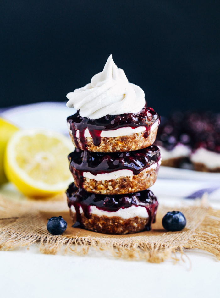 Mini Frozen Blueberry Lemon Cream Pies- less than 200 calories per pie and only 10 grams of sugar! (vegan, gluten-free and refined sugar-free)