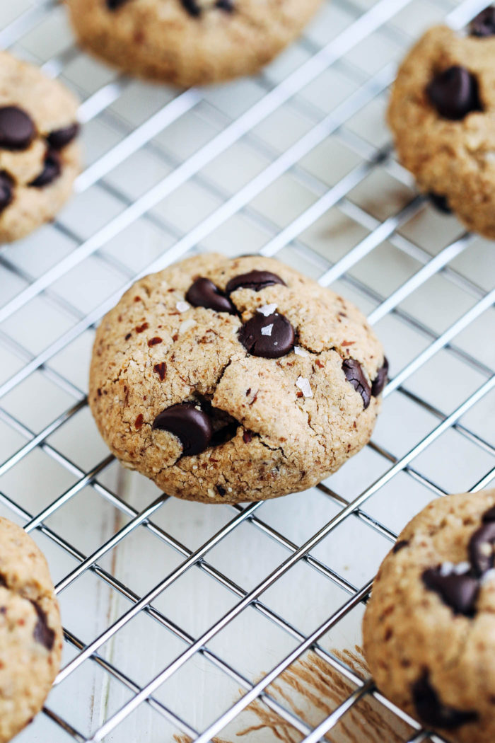 Almond Meal Chocolate Chip Cookies- crisp edges and a chewy center make for one incredible chocolate chip cookie. You'd never guess they were vegan and gluten-free!