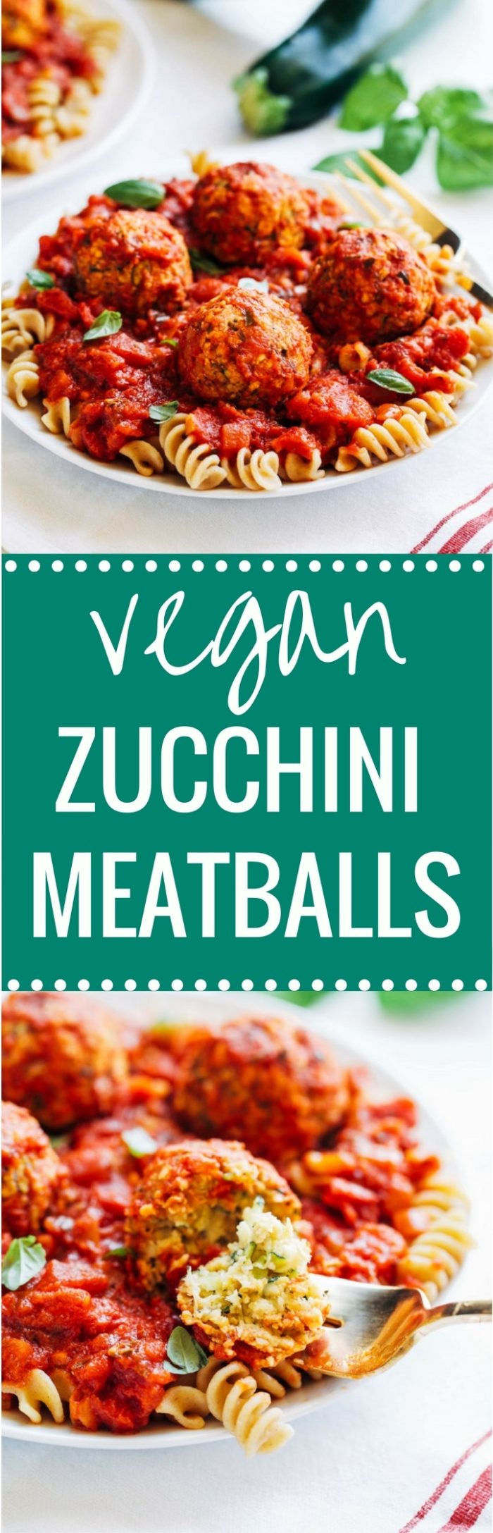Vegan Zucchini 'Meatballs' - less than 10 ingredients and 20 minutes to make! Each serving offers 25 grams of plant-based protein! (vegan + gluten-free)