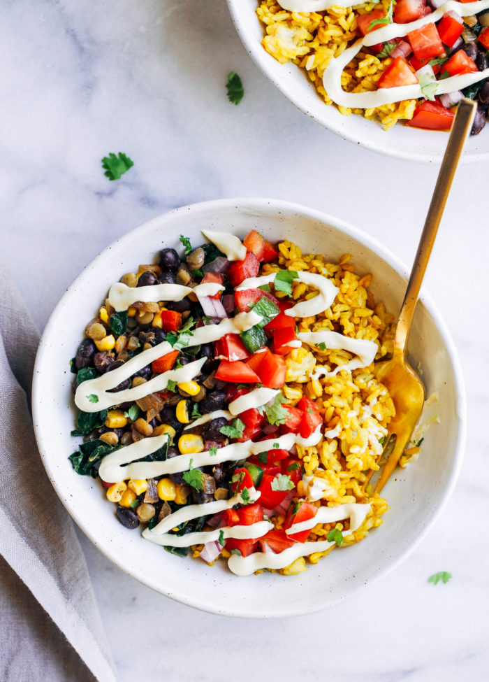 Turmeric RIce Burrito Bowls from Making Thyme for Health