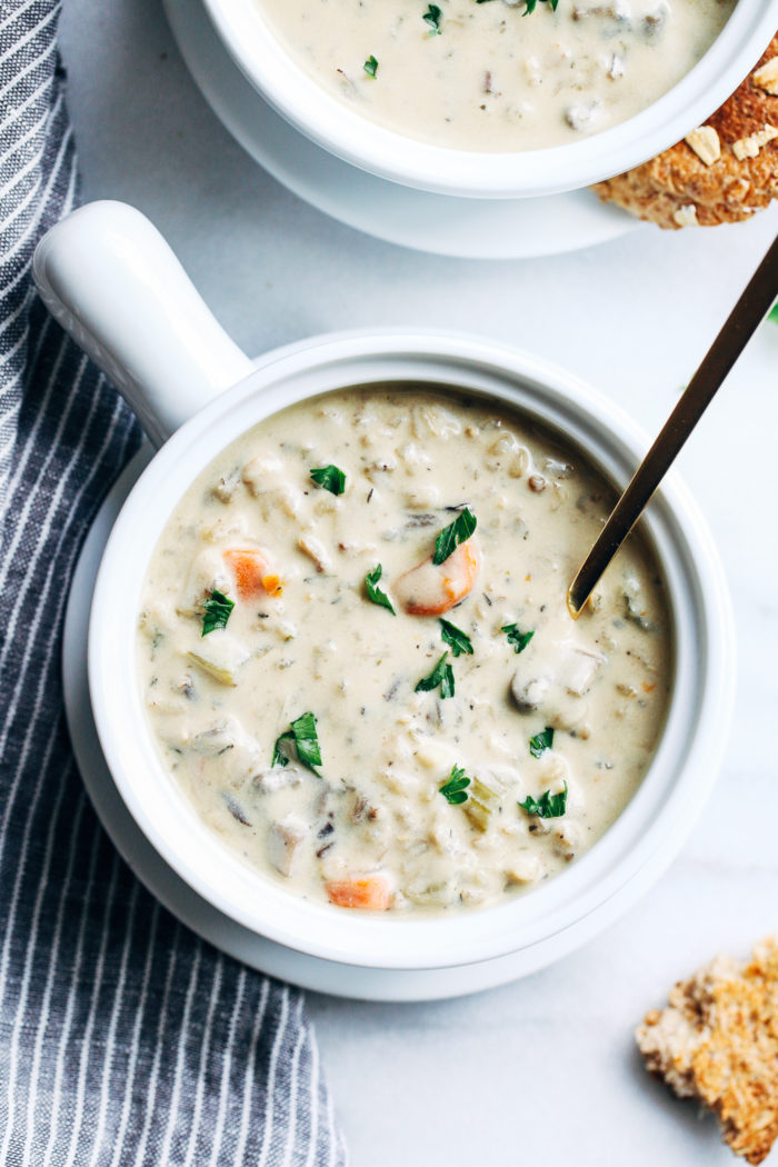 Creamy Wild Rice Mushroom Soup from Making Thyme for Health