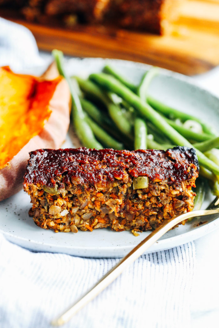Vegan Mushroom Lentil Loaf- my favorite lentil loaf recipe that's received many rave reviews. Perfect for the holidays or to prep and freeze for healthy meals!